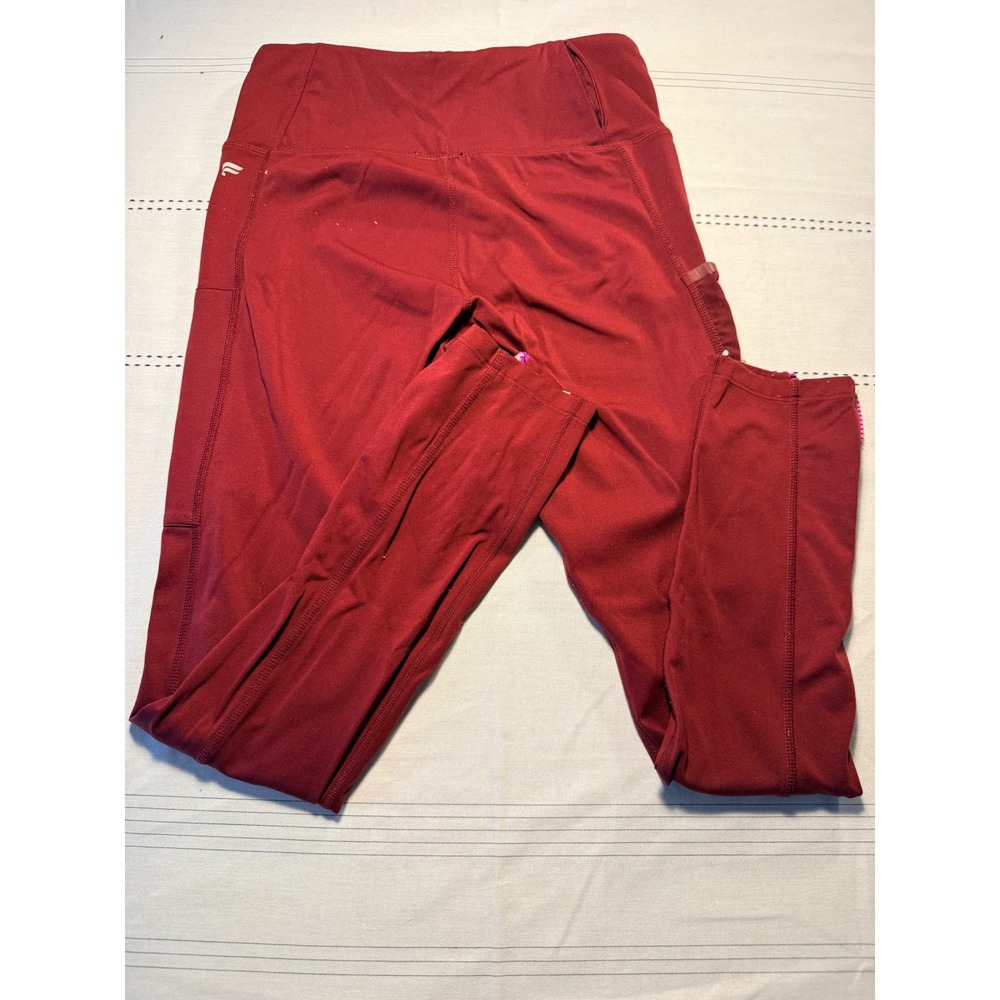 Fabletics Motion365 Leggings Burgundy Red Pink Ankle Zip Pockets Womens‎ Medium - Picture 2 of 7